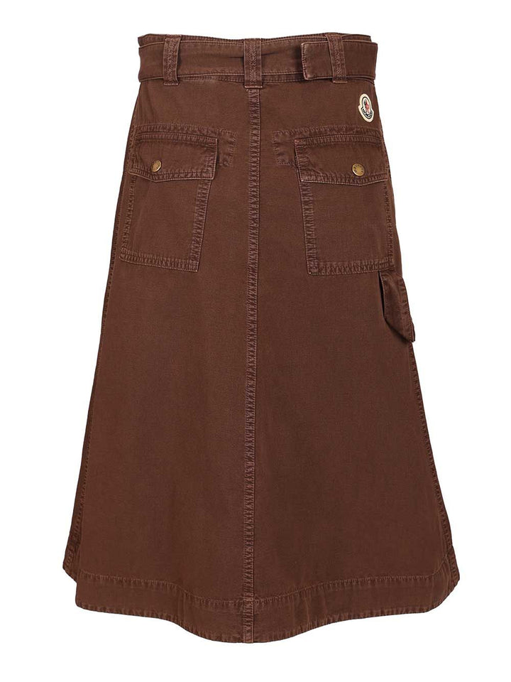 Moncler Cotton Midi Skirt With Belt Gonne - Bordeaux | 28b7898b214b5305c4877945fb1867705ea2883f