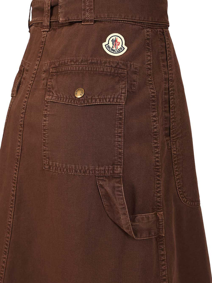 Moncler Cotton Midi Skirt With Belt Gonne - Bordeaux | 4c181d3f0a205cc0660e1a137a500b14e68fa056