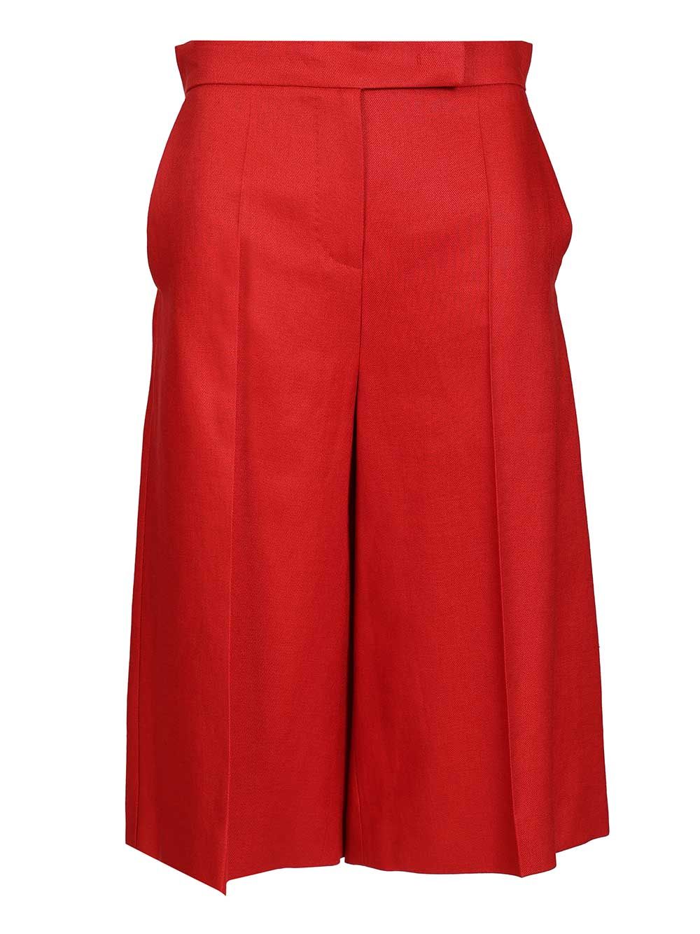 Max Mara Linen Twill Bermuda Shorts Trousers - Rosso | e46bde0a5ce6eff3a63dc9600af32e0382998f62