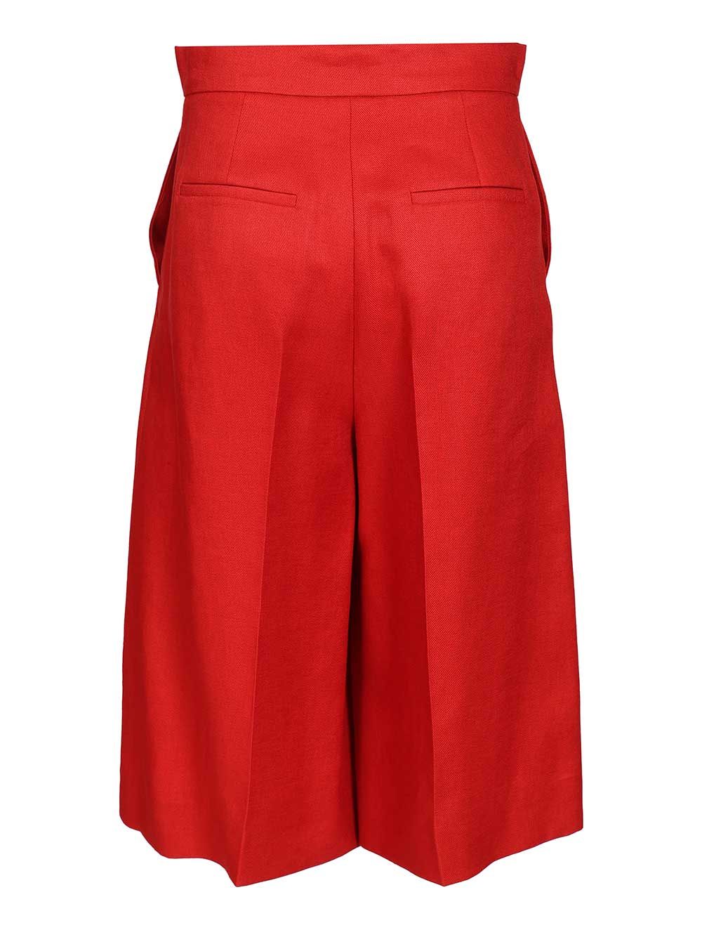 Max Mara Linen Twill Bermuda Shorts Trousers - Rosso | 626c1feafe12d27dc6bdaaf127d4d8d8662d413d