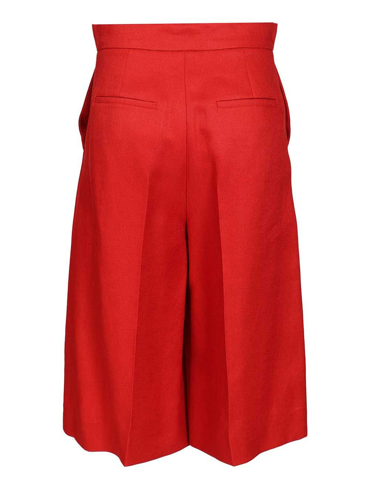 Max Mara Linen Twill Bermuda Shorts Trousers - Rosso | 626c1feafe12d27dc6bdaaf127d4d8d8662d413d