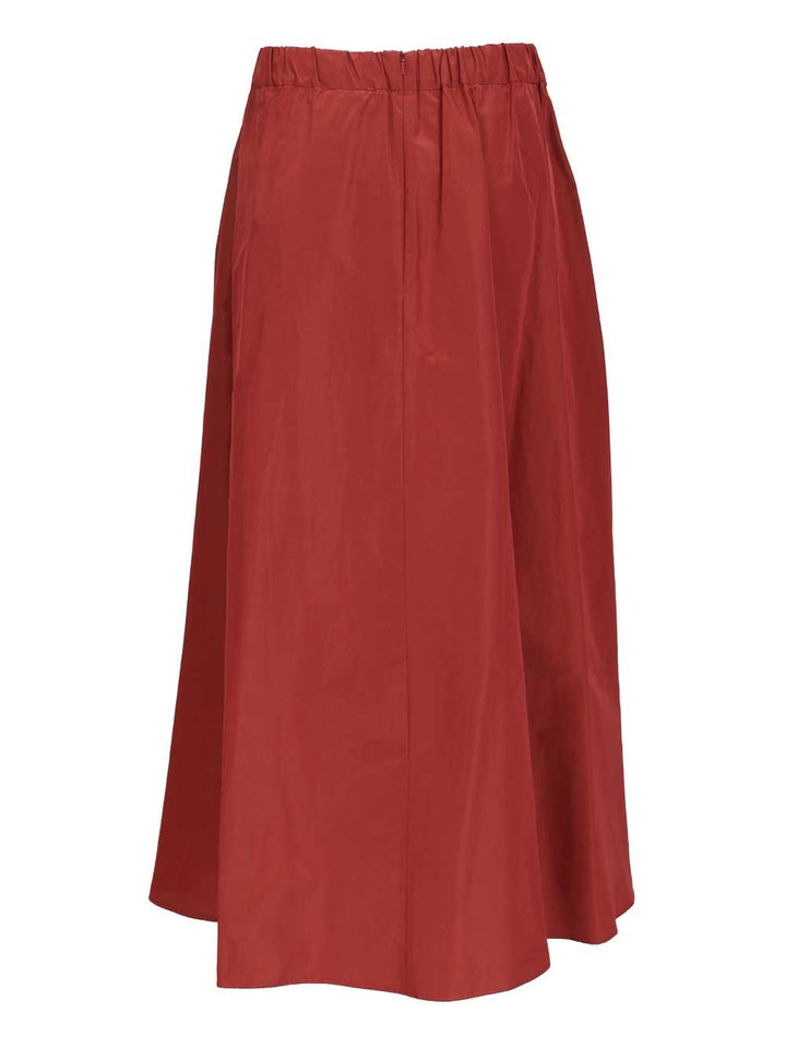 Weekend Max Mara Long Pleated Taffeta Skirt Gonne - Rosso | e901bec83ae204fdd8f3a836b9245e5dac94459e