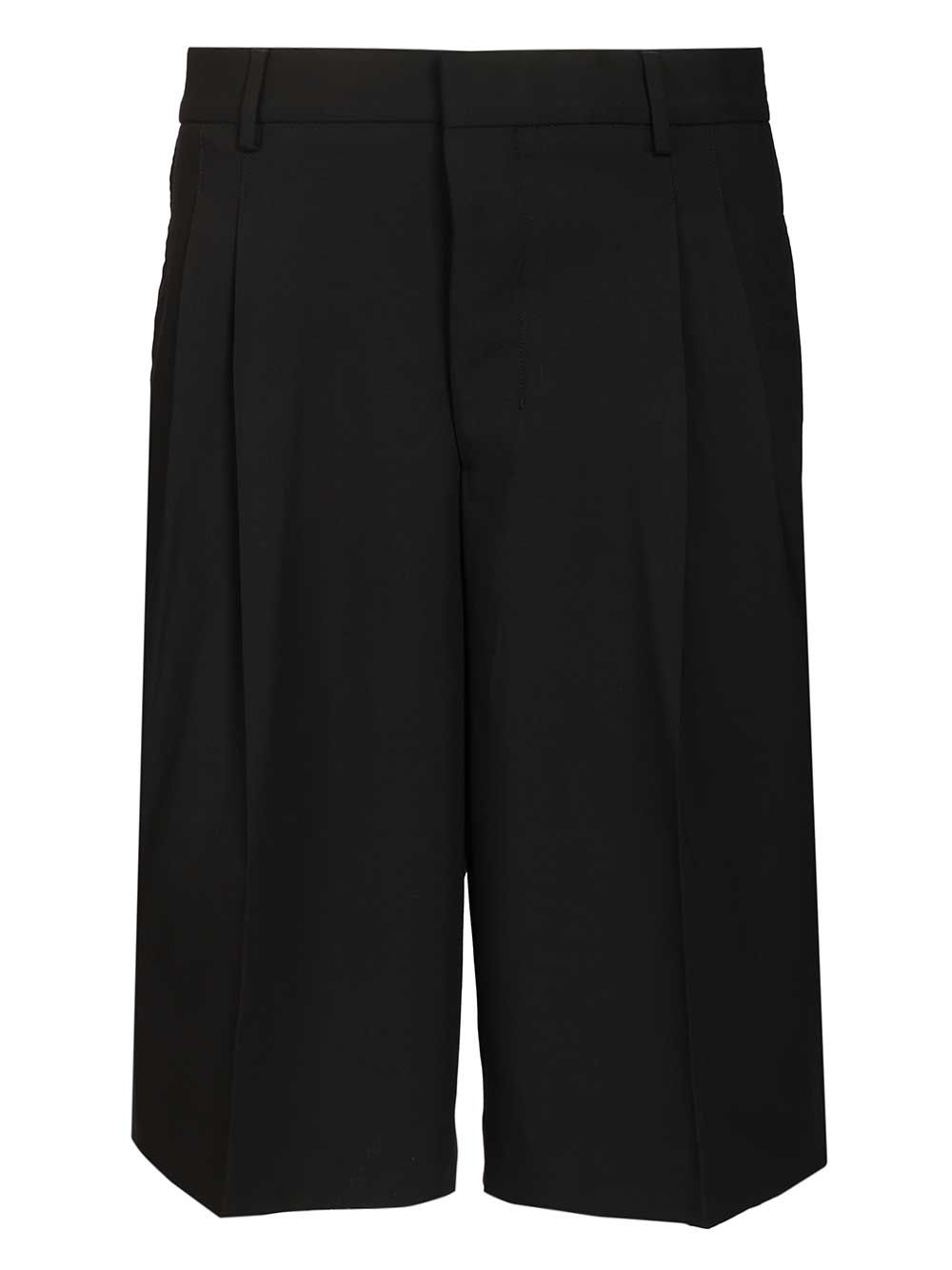 Ami Wide-Leg Bermuda Shorts Trousers - Nero | 47051d41b75b1b56bf2d597ffe34c69d8d0ae323