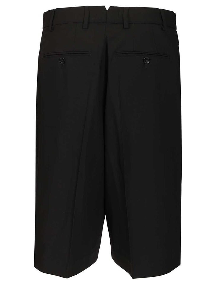 Ami Wide-Leg Bermuda Shorts Trousers - Nero | da51c146f8eea88342f5a84f98e000c7b5c50478