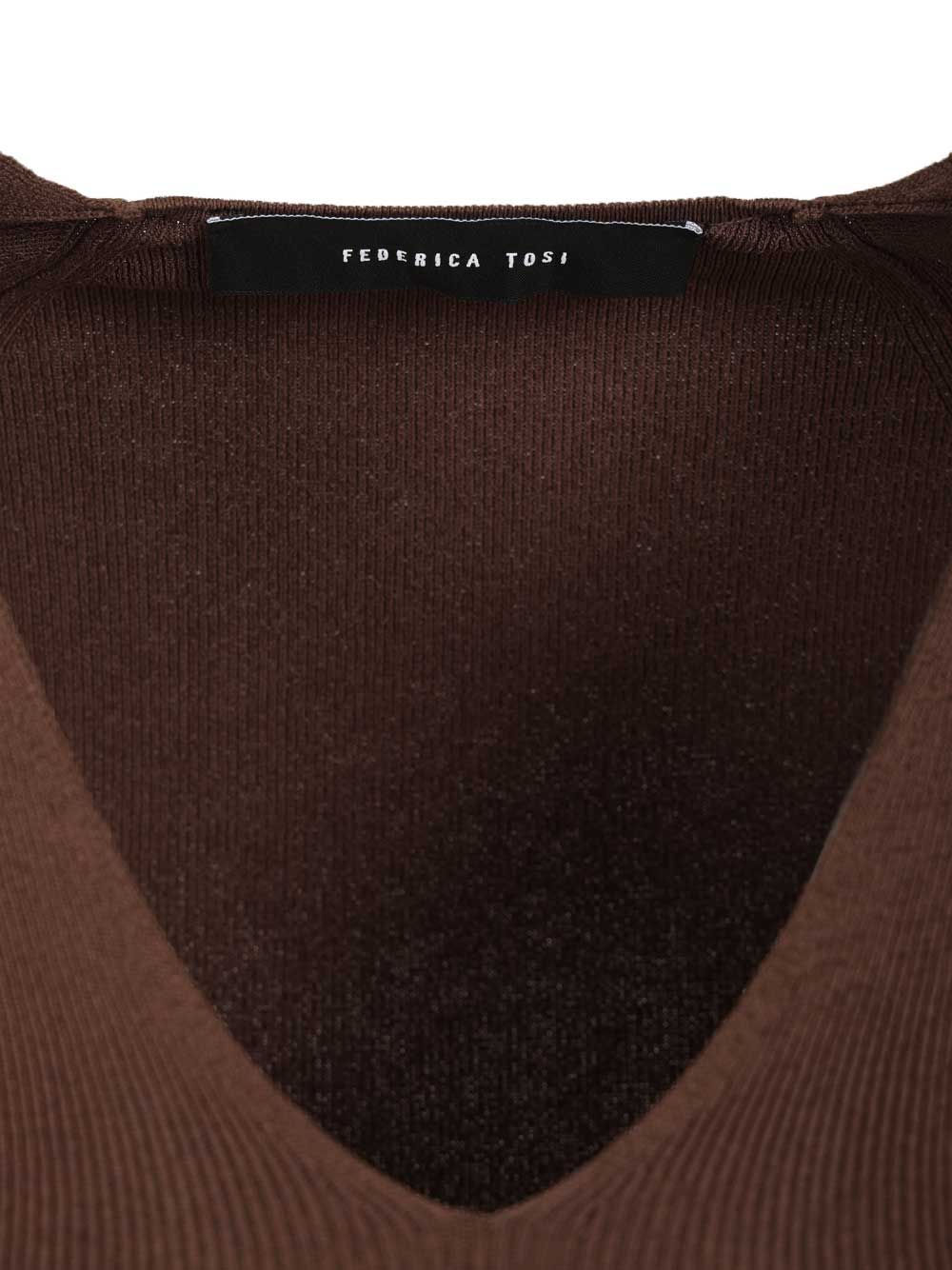 Federica Tosi V-Neck Sweater Top - Marrone | 57c7b6aa09ac3458e991d8c4c3f9919d9250a1e2