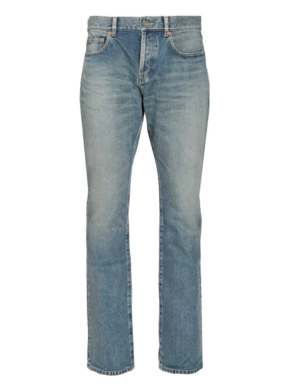 Saint Laurent Slim Relaxed Low Rise  In Blue Denim Jeans - Blu | 055337a2baaa7aa121f419d550d2209e1a17872a