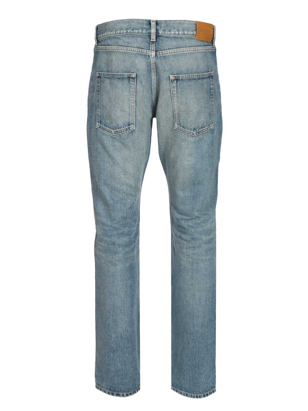 Saint Laurent Slim Relaxed Low Rise  In Blue Denim Jeans - Blu | 358774ef65cb284e8a771141d77a55b05ad3888e