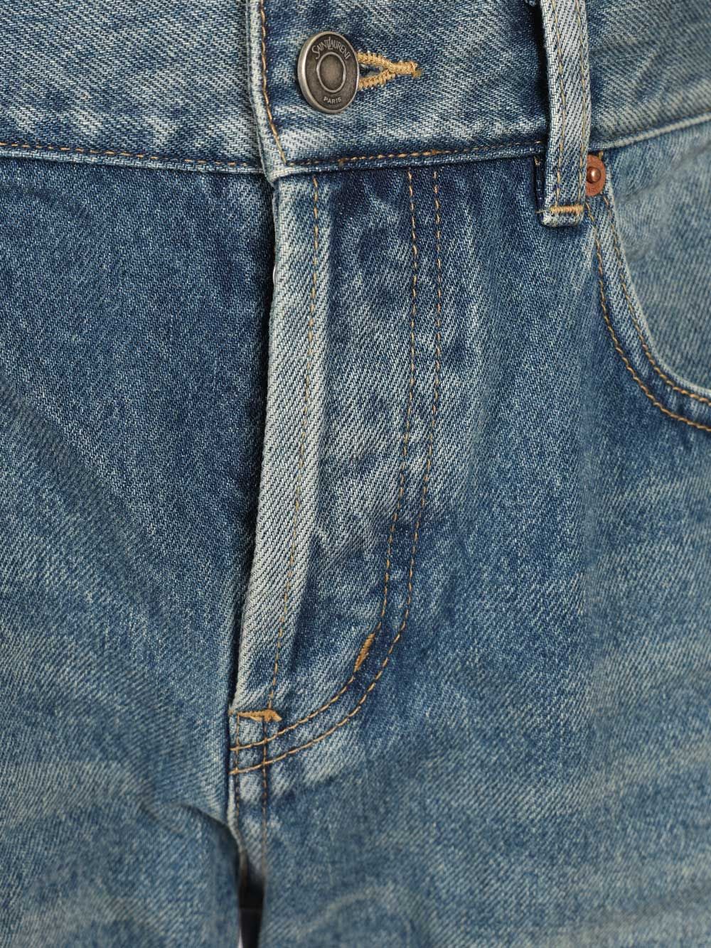 Saint Laurent Slim Relaxed Low Rise  In Blue Denim Jeans - Blu | 19e84210497f9e135b4bc17f1da206f2bfbc16e0