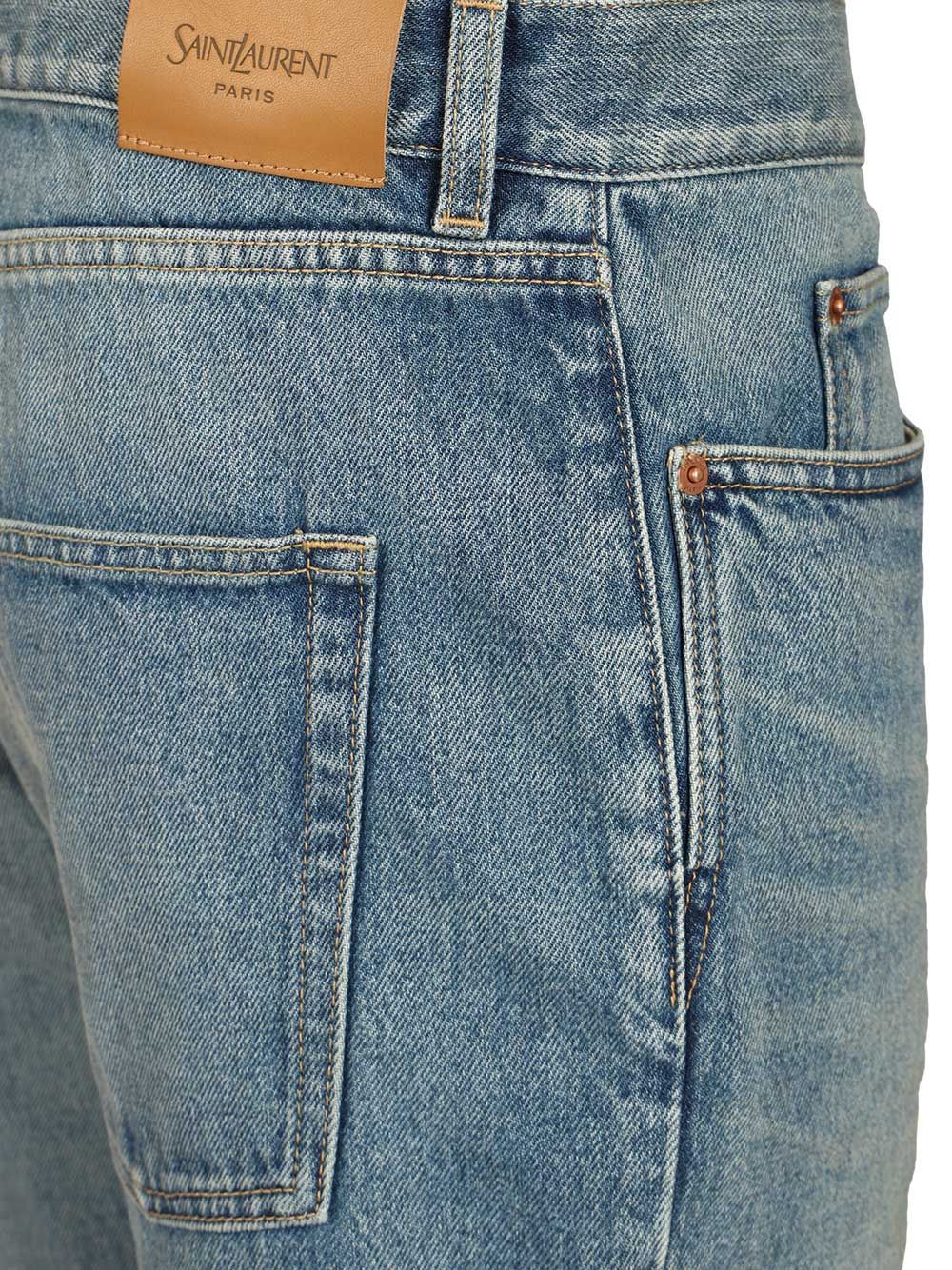 Saint Laurent Slim Relaxed Low Rise  In Blue Denim Jeans - Blu | 5516d807da8ae9f6ac874cd754e61b8c26c27651