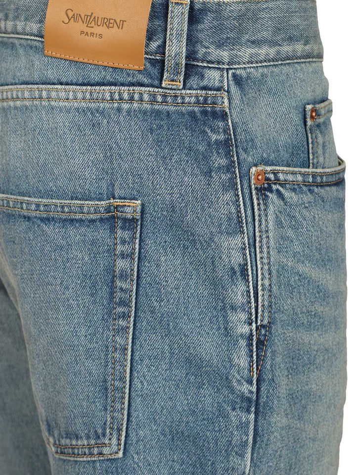 Saint Laurent Slim Relaxed Low Rise  In Blue Denim Jeans - Blu | 5516d807da8ae9f6ac874cd754e61b8c26c27651