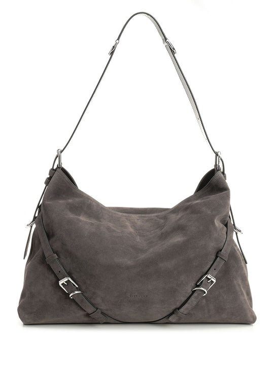 Voyou Large Suede Shoulder Bag Shoulder Bags Grey