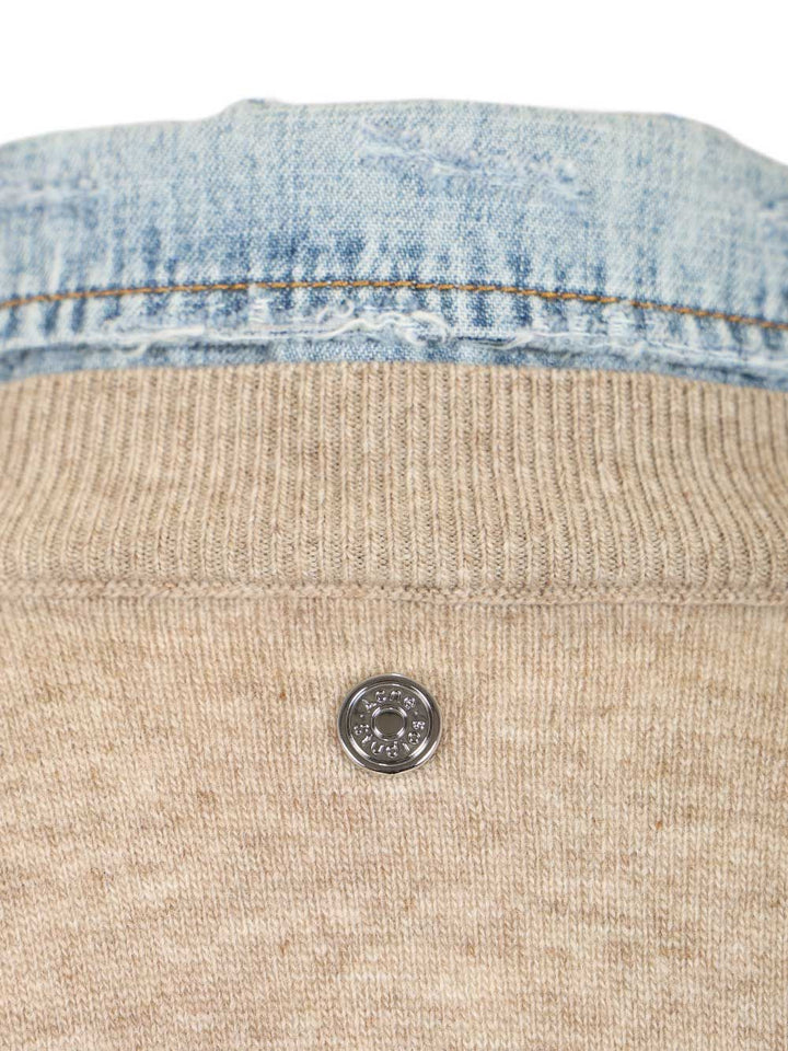 Acne Studios Sweater With Layered Construction Sweatshirts - Beige | 48e469a0aaeac4446f14f3aeb219b7ddf4511769
