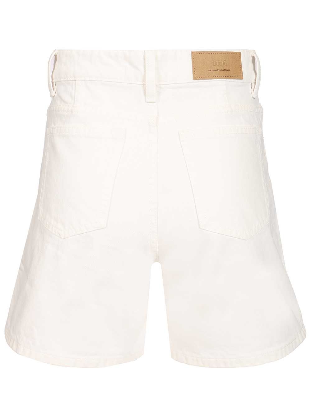 Ami Cotton Twill Shorts Trousers - Bianco | 99d41941918c17ea4fcef26c0d62eabf4f0fefc8