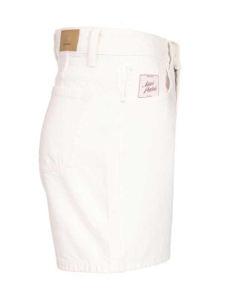 Ami Cotton Twill Shorts Trousers - Bianco | fd9f99a54173a6355c46d4261f7035e8dfa9d0e8