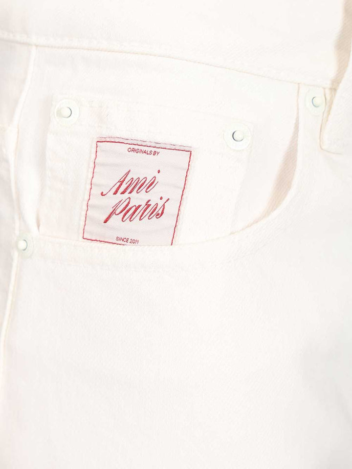 Ami Cotton Twill Shorts Trousers - Bianco | 245fc849b0763a0658922fb39b36e9f84f76c0cd