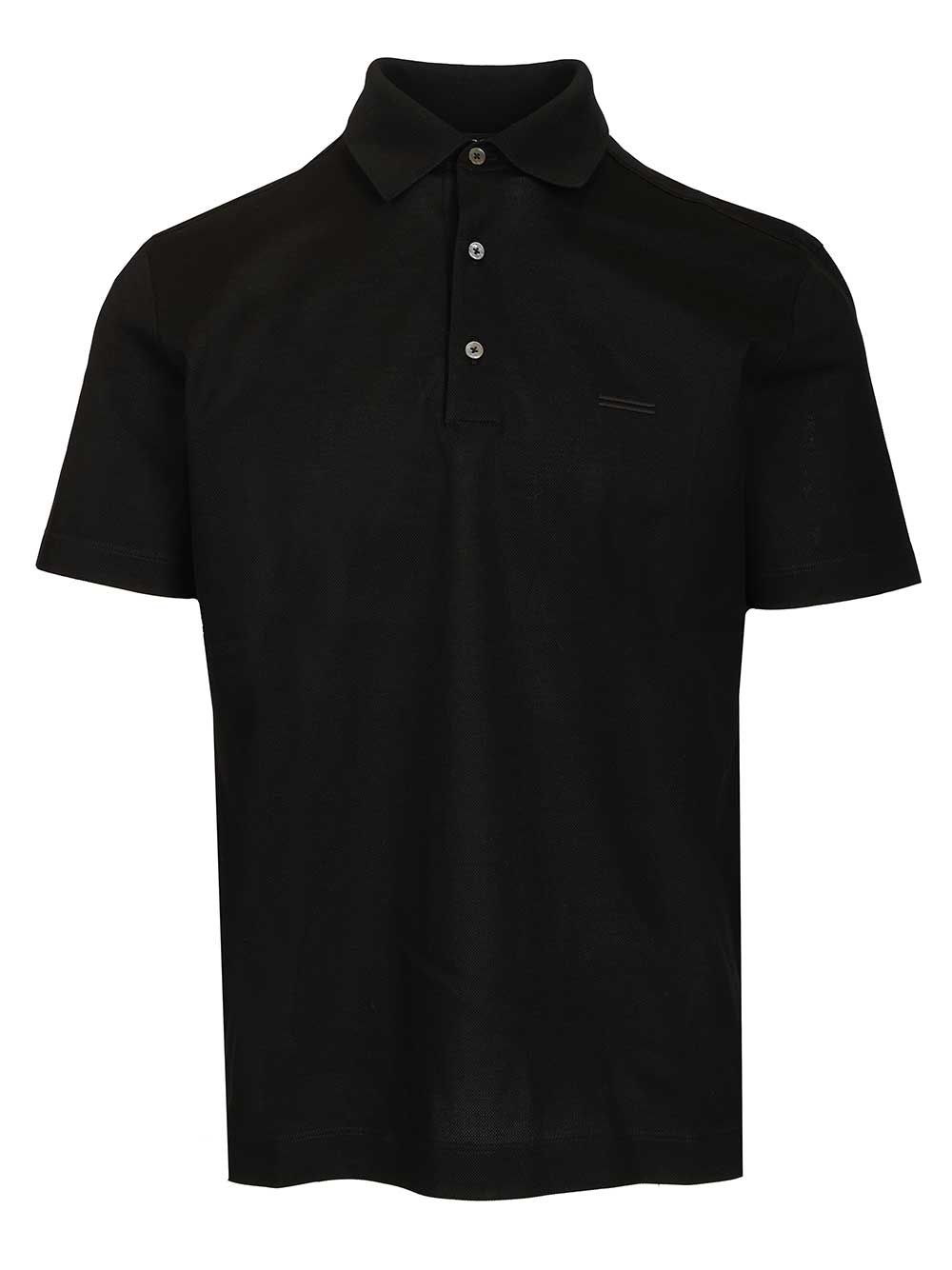 Ermenegildo Zegna Short-Sleeved Cotton Polo shirt - Nero | 64df3e0857291695eff99c2448a52c81596cafb4