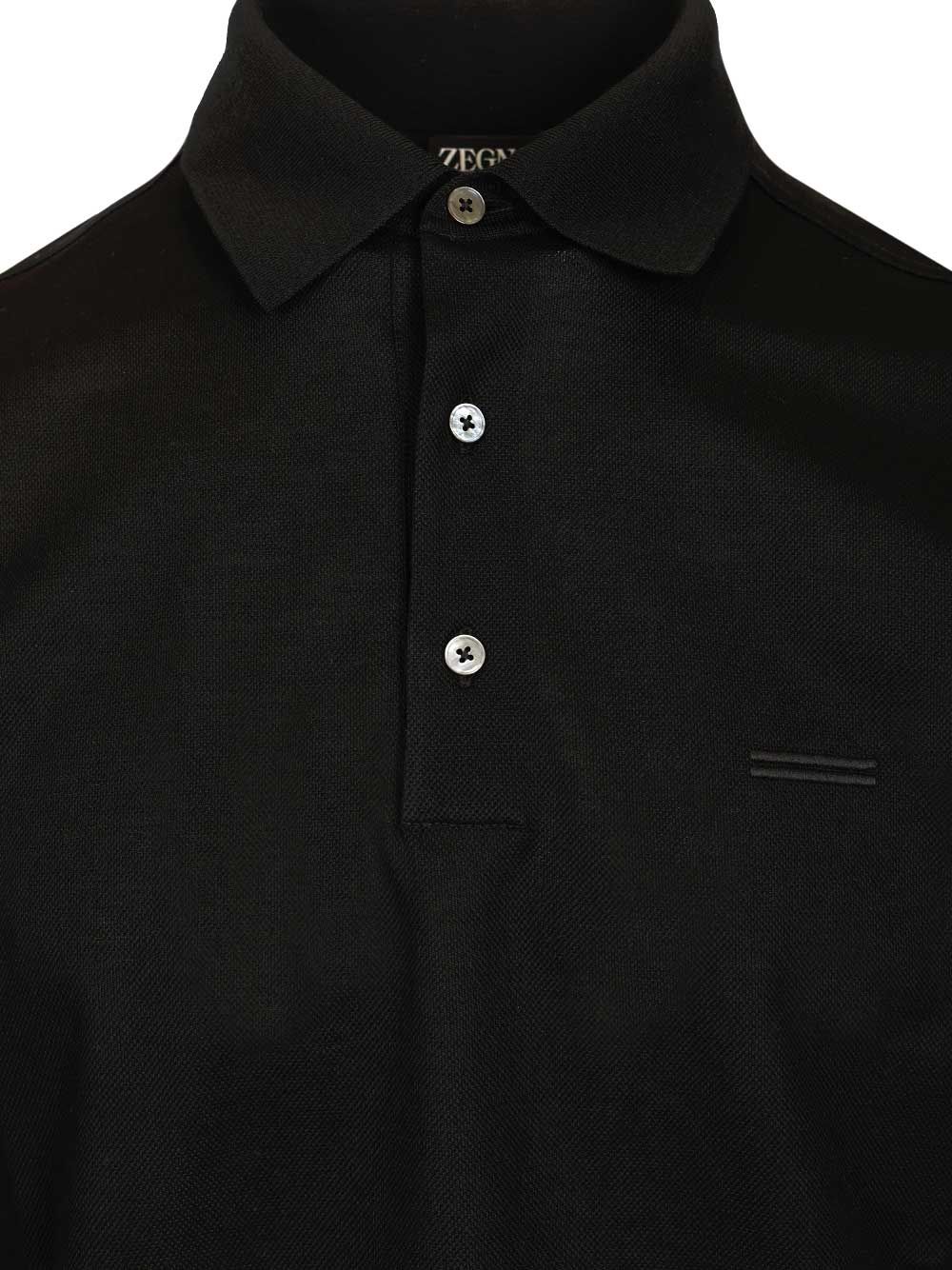 Ermenegildo Zegna Short-Sleeved Cotton Polo shirt - Nero | 67d1449f53410e38d7841198f5a18b63524ef943