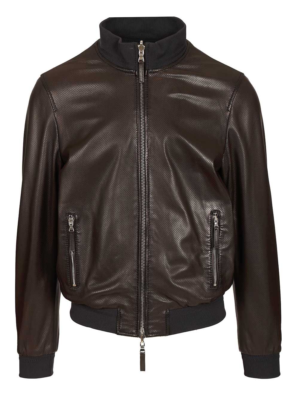 Al Duca D'Aosta Reversible Perforated Leather Biker J Giacche - Marrone | 00658ce3978543d5a94af2589ebe33cb98913293