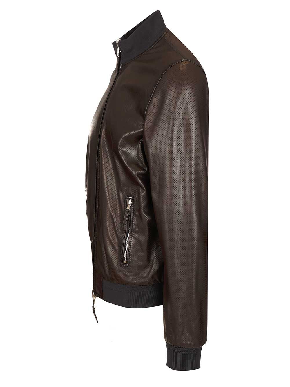 Al Duca D'Aosta Reversible Perforated Leather Biker J Giacche - Marrone | 8317fc715fe5b2bb03aae40509981d186422b30e