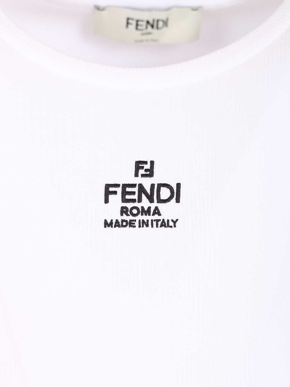 Fendi Cropped Top T-Shirt - Bianco | 6fdb2d4a4120b46a07d914a5253d94e5598b9d02