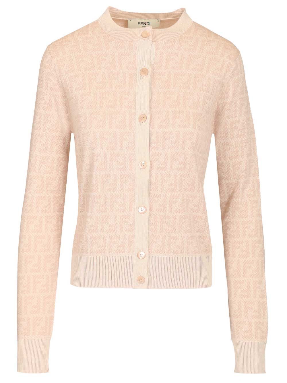 Fendi Ff Wool Cardigan Knitwear - Rose | d4e65886ac9482b1ea68db7cea5b7b710e83ebc4