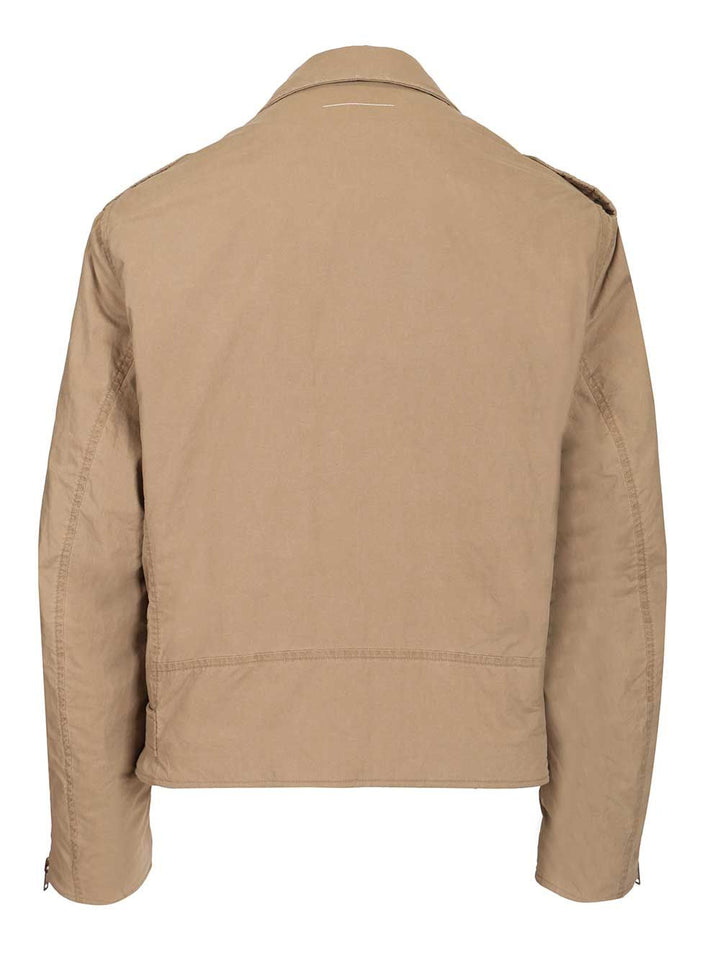 Mm6 Maison Margiela Cotton Biker Jacket Giacche - Beige | 6c5c188f3a767bd43ee0c43f8cf17be647d355df