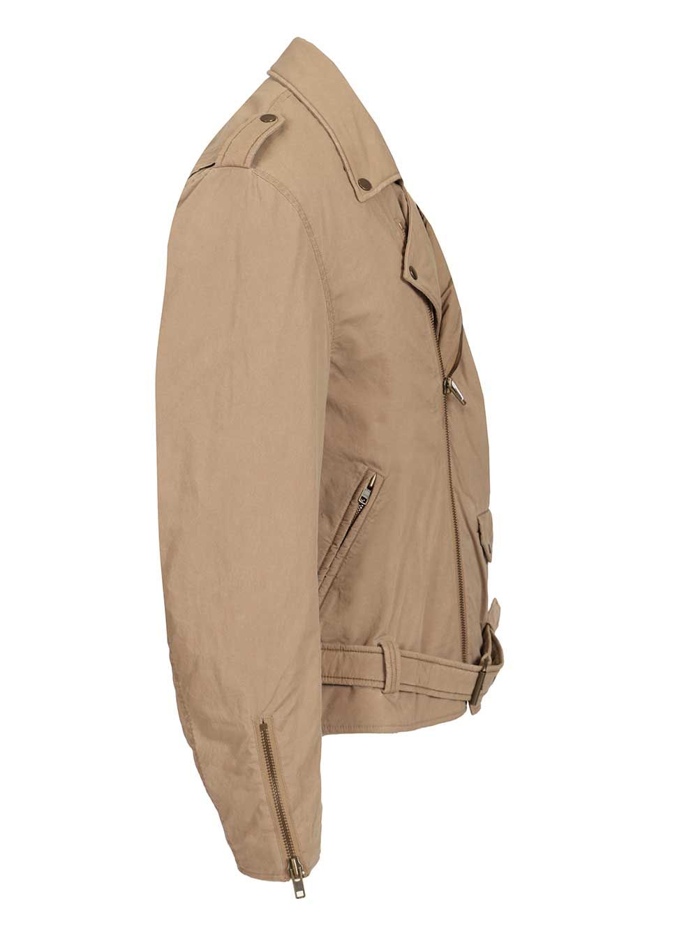 Mm6 Maison Margiela Cotton Biker Jacket Giacche - Beige | 727b514446c2c61a4236ef435ab294fa6f240892
