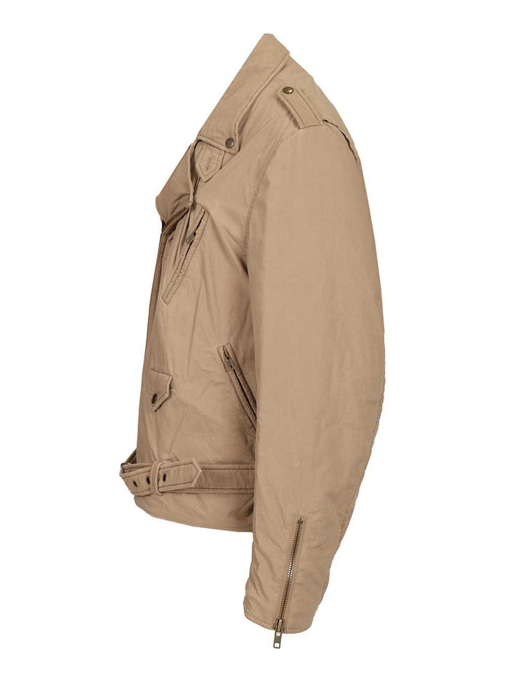 Mm6 Maison Margiela Cotton Biker Jacket Giacche - Beige | 75001cc729a38493d5e56938fc590c5341e85123