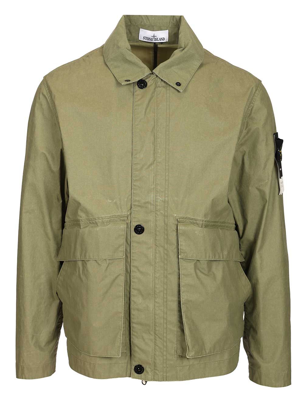 Stone Island Waxed Cotton Coach Jacket Giacche - Verde | 5ffc284412904fc3c5dcd53a08eaa2738e3e8e8c