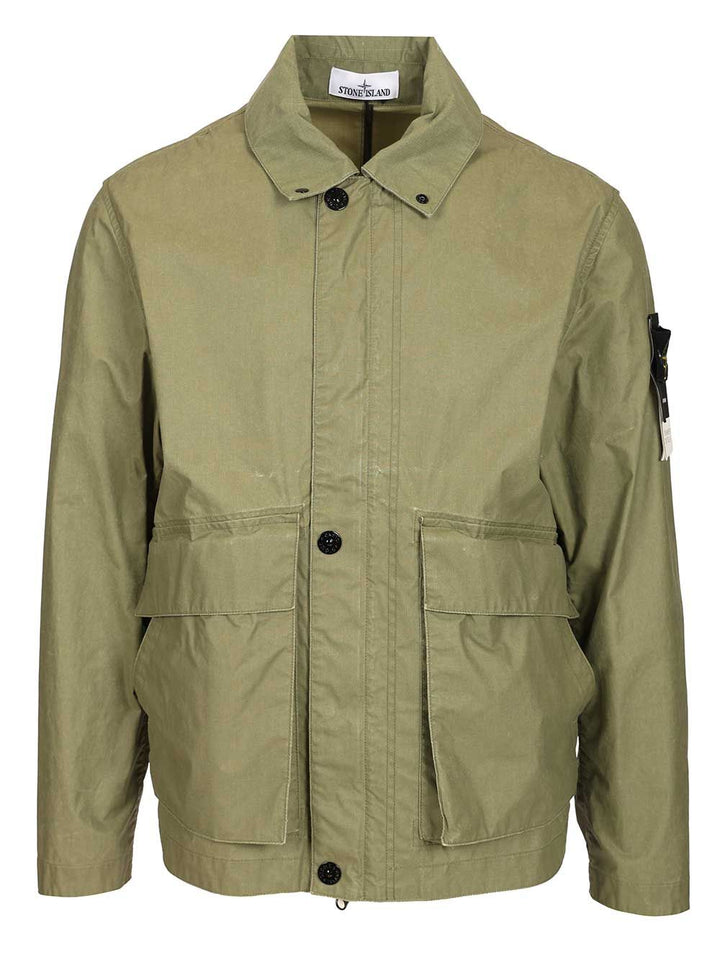 Stone Island Waxed Cotton Coach Jacket Giacche - Verde | 5ffc284412904fc3c5dcd53a08eaa2738e3e8e8c
