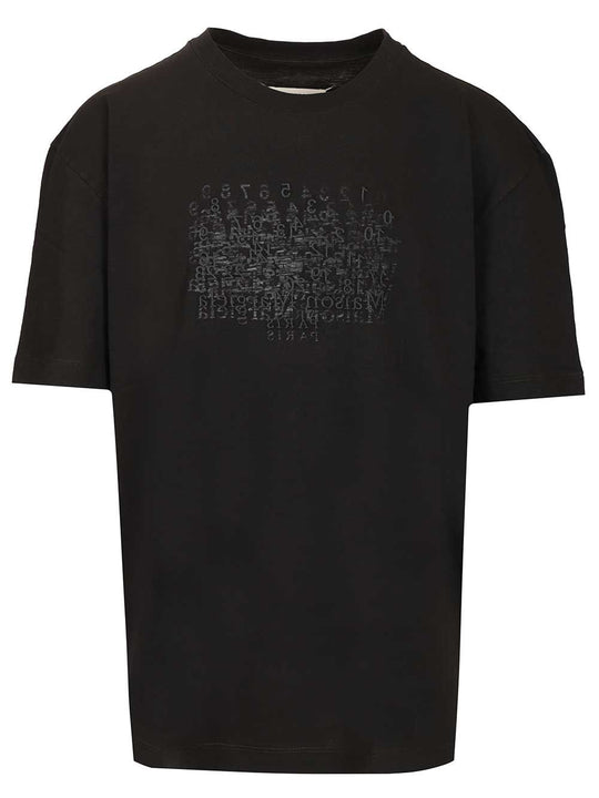 Embroidered Cotton T-Shirt Nero