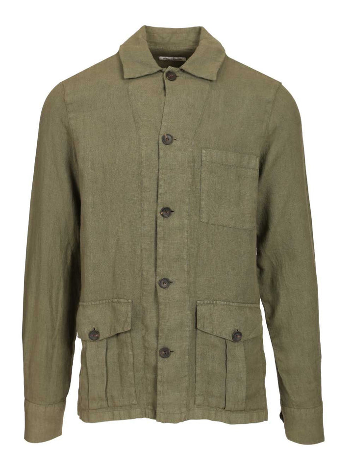 Al Duca D'Aosta Linen Safari Jacket Knitwear - Verde | 7544bb8ecf227c7a5172514c4e601a25949db8c0