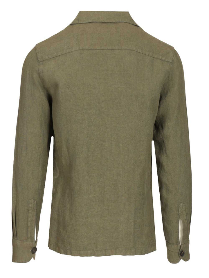 Al Duca D'Aosta Linen Safari Jacket Knitwear - Verde | b6504af89bfc0de66b62a0d3a81e5c6ec512d3bd