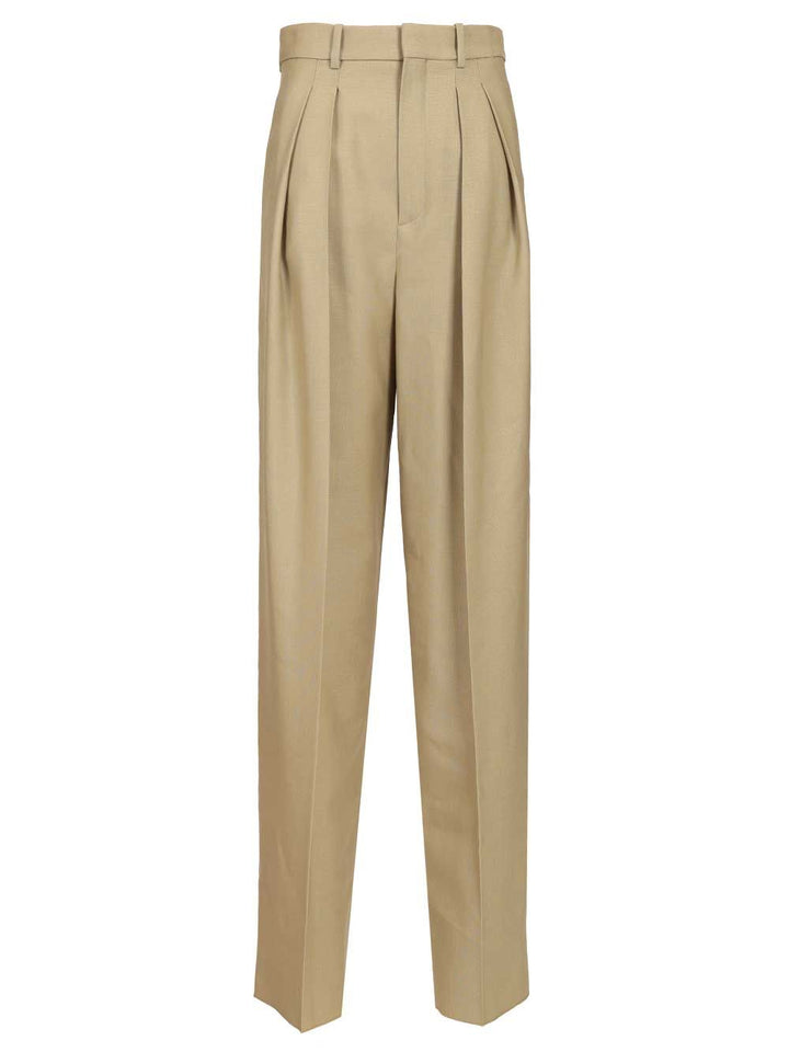 Saint Laurent Wool And Silk Canvas Trousers - Beige | e553d7c509337c69af7857e283676209d2ac7fcd