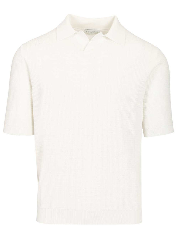 Waffle Polo Shirt Bianco