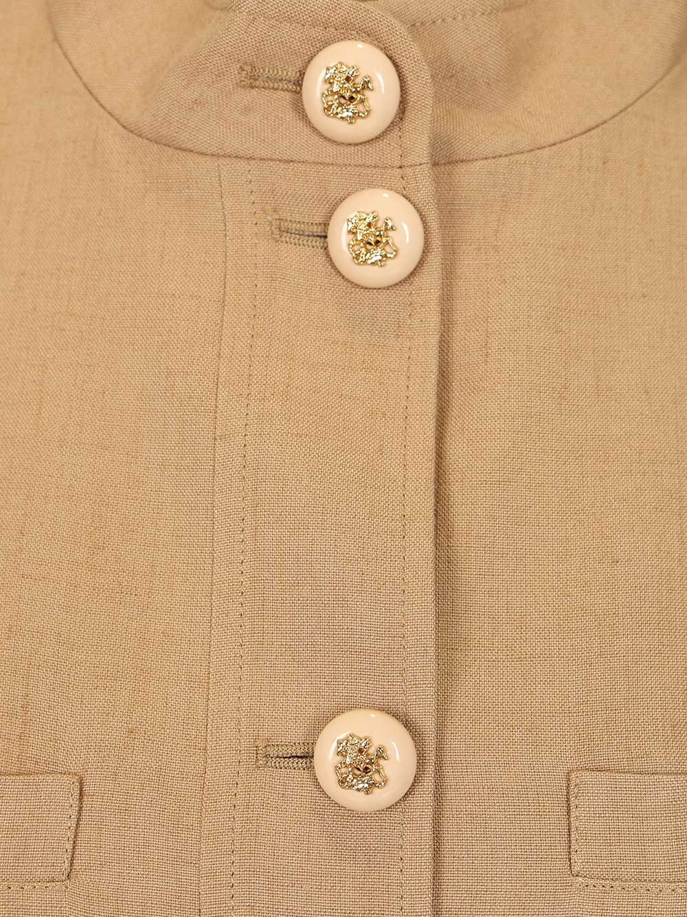 Valentino Garavani Embroidered Twill Jacket With Belt Shirts - Beige | a4cbe7bbe264c911565da5368a6e8f1c1b8f8da2