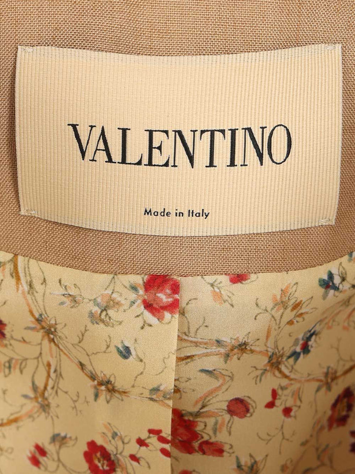 Valentino Garavani Embroidered Twill Jacket With Belt Shirts - Beige | 76136a55dbe9cc70d099323c9533b1310d0ce880