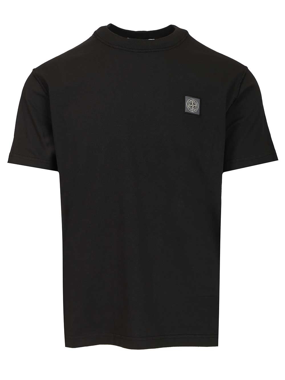 Stone Island Short-Sleeved  In Organic Cotton Jersey T-Shirt - Nero | 209a3edf8fcd025ee4f0bbd27f84bd83206b0da0