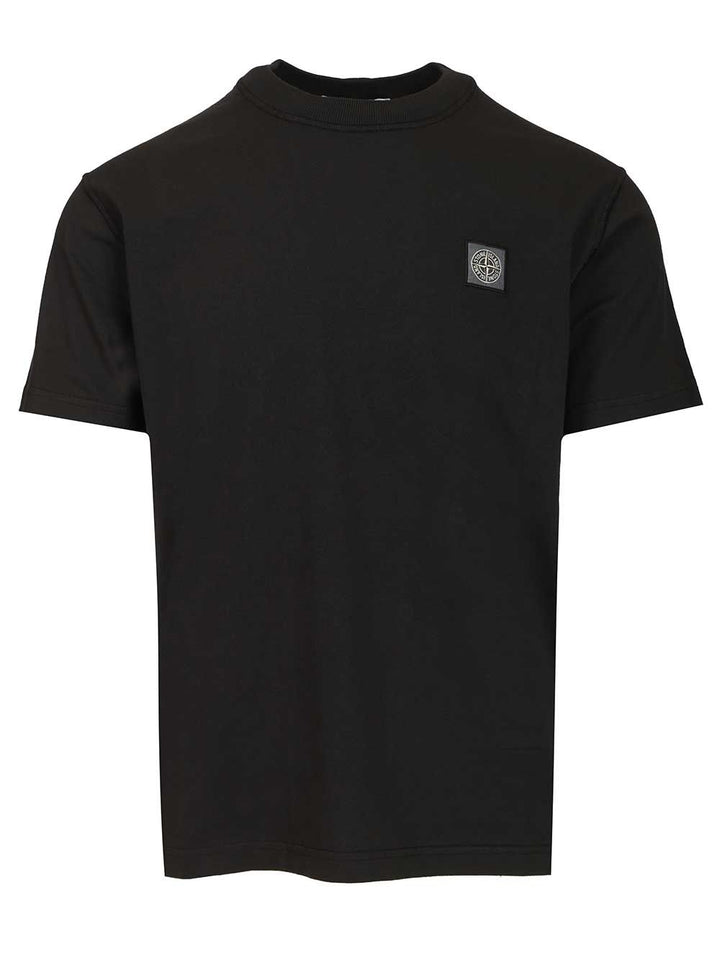 Stone Island Short-Sleeved  In Organic Cotton Jersey T-Shirt - Nero | 209a3edf8fcd025ee4f0bbd27f84bd83206b0da0