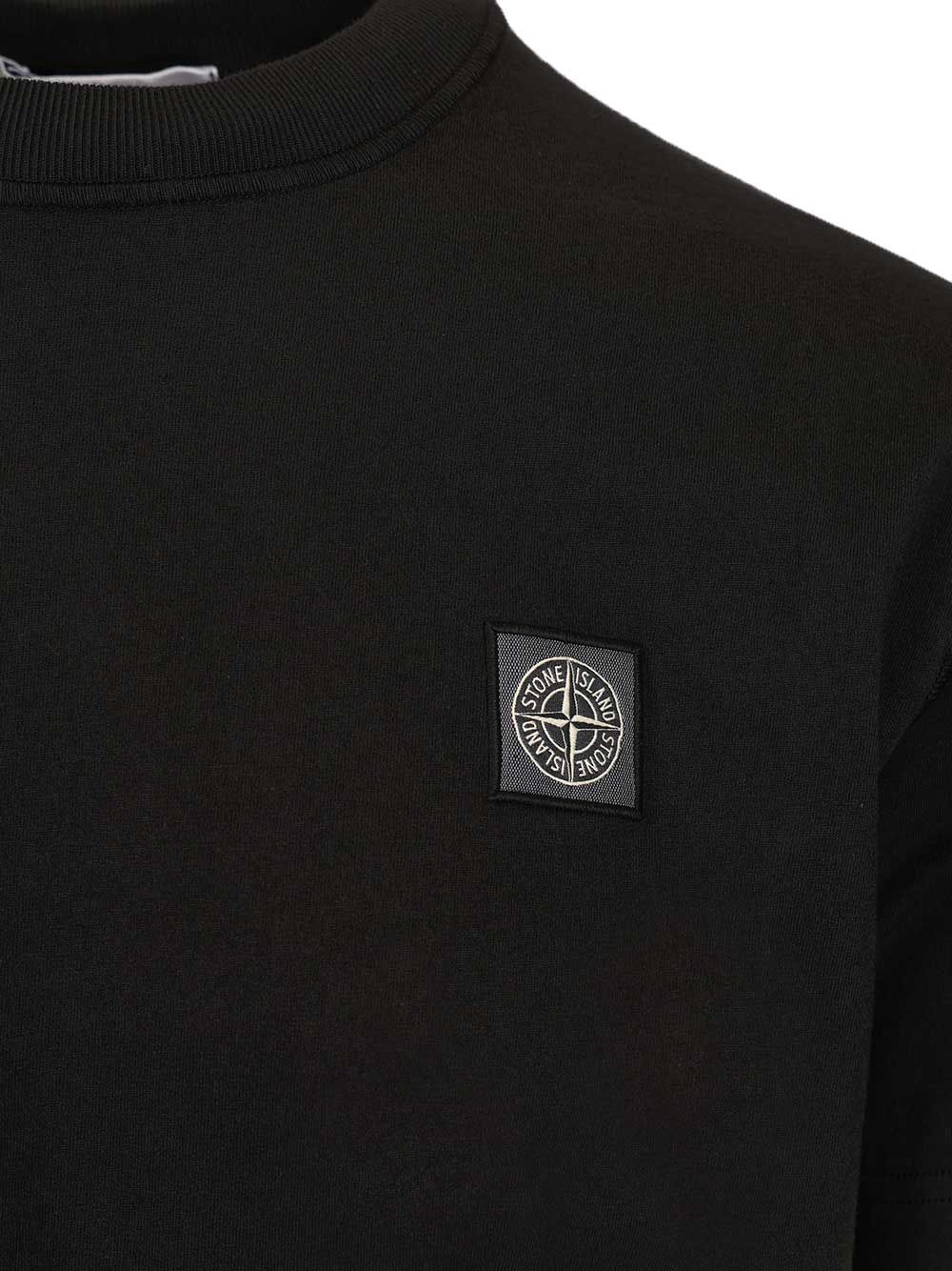 Stone Island Short-Sleeved  In Organic Cotton Jersey T-Shirt - Nero | 3e95e37225f74f7591359a5f331e2315967feec6
