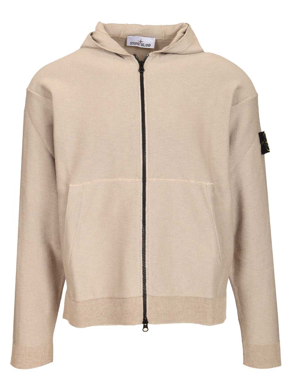 Stone Island Panama Organic Cotton Zip-Up Hooded Jacket Giacche - Beige | 929273d3f039bc41853c603df5523500c20e10f8