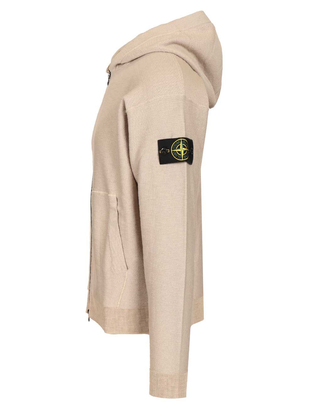 Stone Island Panama Organic Cotton Zip-Up Hooded Jacket Giacche - Beige | 61327e37896695abf17bfc7d342d5a138b4c7f47