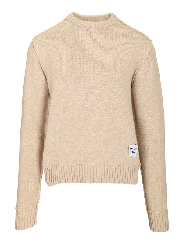 Reversible Label Knit Knitwear Bianco