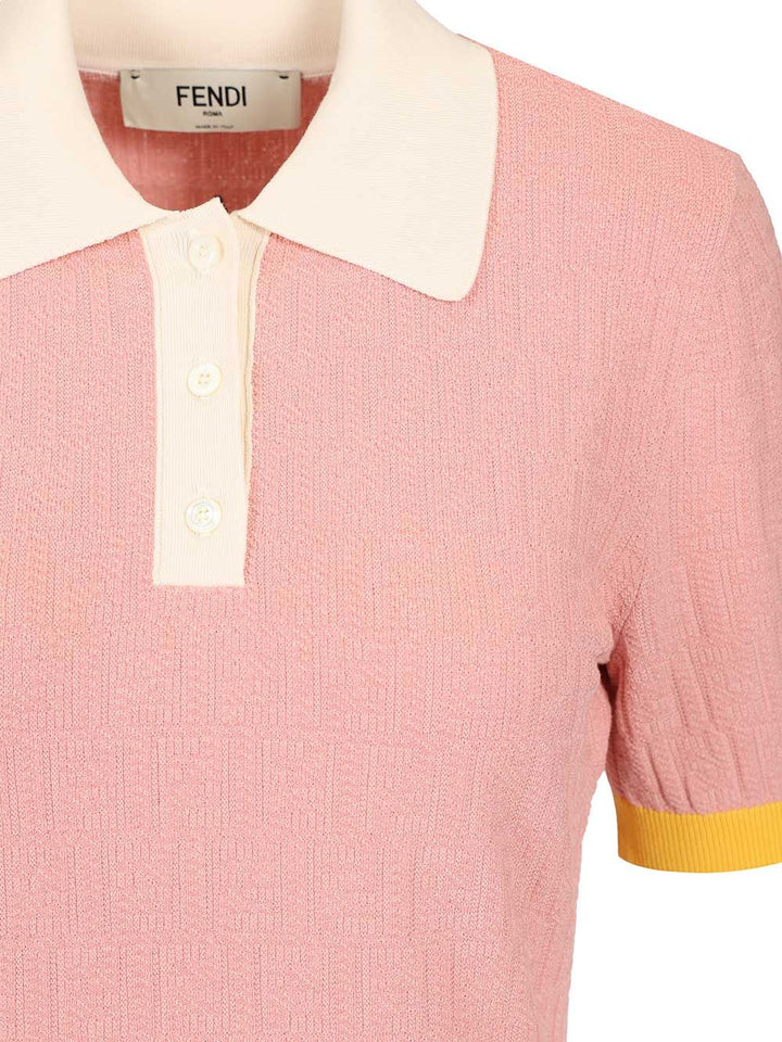 Fendi Adv - Look 2 - Cropped Polo Knit Openwork Abiti - Rose | bd857f4a70e6ad3803c68454cb382d2eda9b78a7
