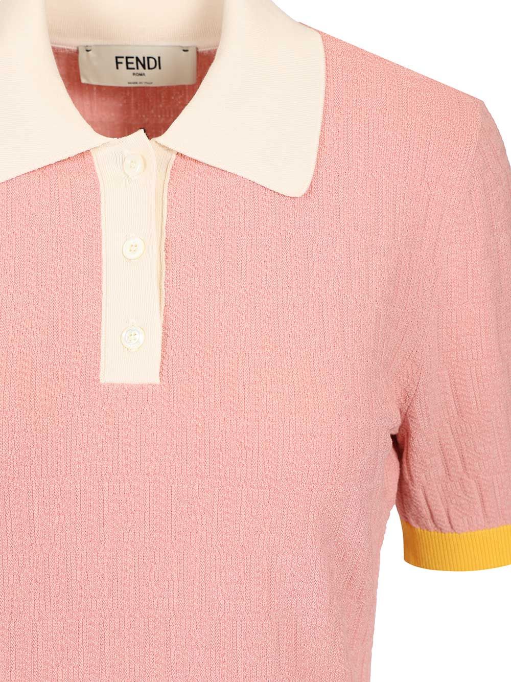 Fendi Adv - Look 2 - Cropped Polo Knit Openwork Abiti - Rose | bd857f4a70e6ad3803c68454cb382d2eda9b78a7
