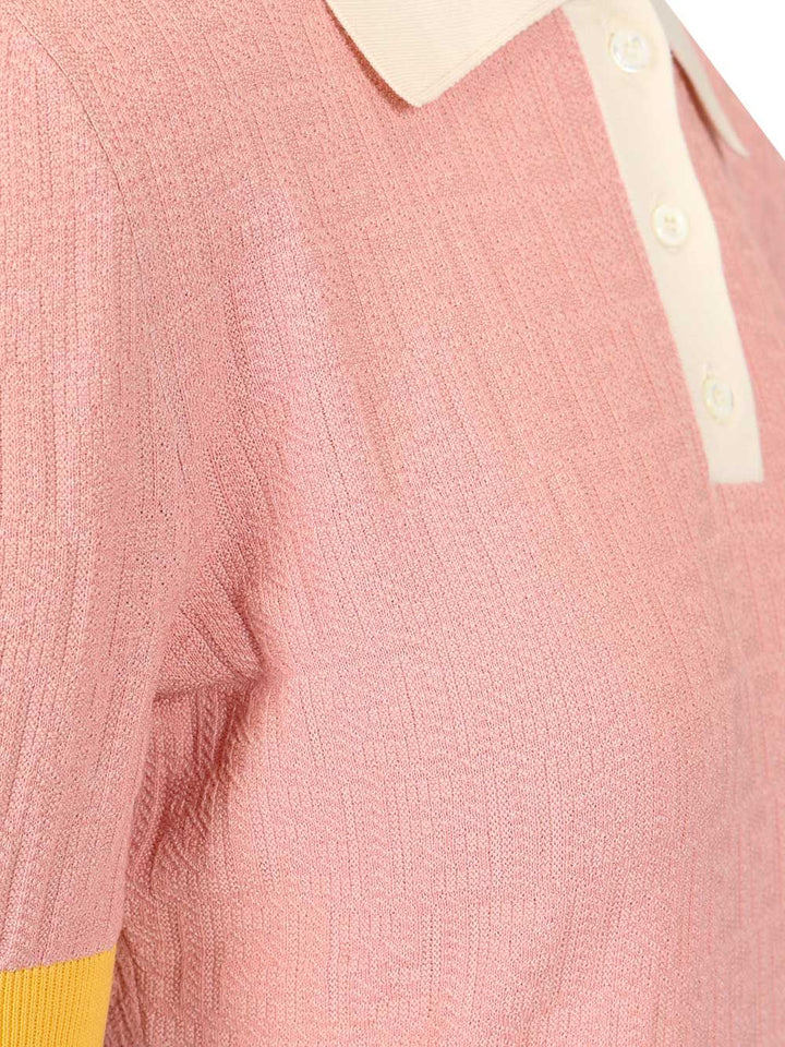 Fendi Adv - Look 2 - Cropped Polo Knit Openwork Abiti - Rose | e59635abc2c216192aedbdae171a495efef07897