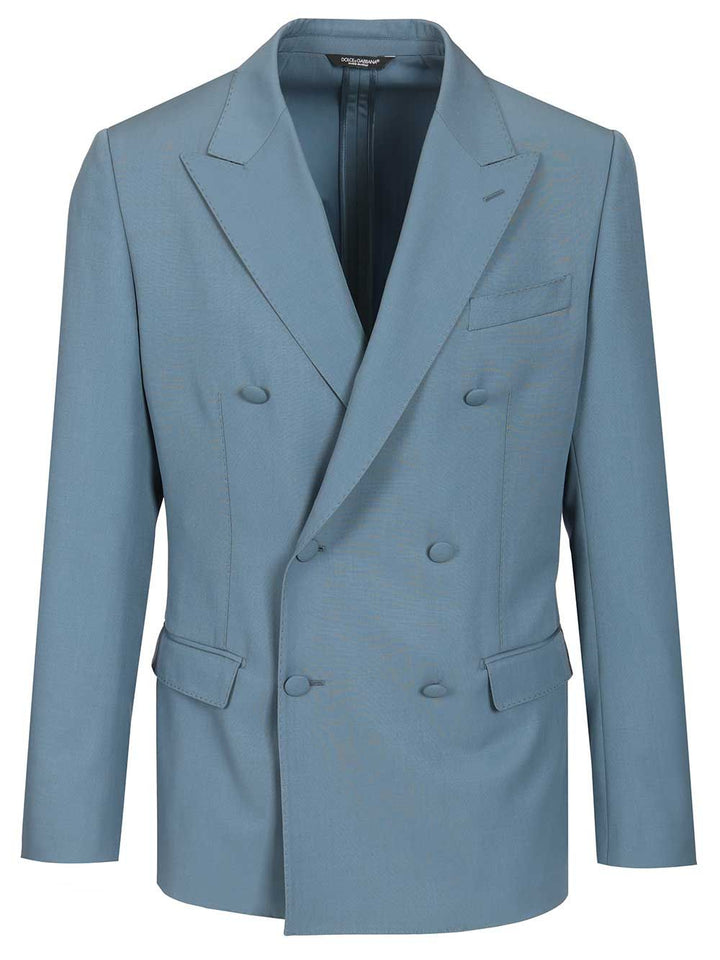 Dolce & Gabbana Double-Breasted Wool Poplin Jacket Giacche - Light blue | 2fca35d4d4ce5e07d27c780ca194e833497035ff