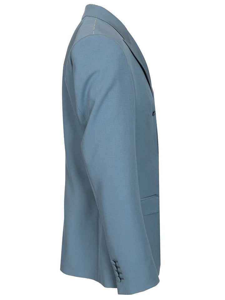 Dolce & Gabbana Double-Breasted Wool Poplin Jacket Giacche - Light blue | be35adcfac4b06d494d050d61f88cfac87acba59