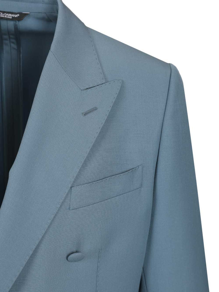 Dolce & Gabbana Double-Breasted Wool Poplin Jacket Giacche - Light blue | c2ba146c9f54089fac2348634905575113b17753