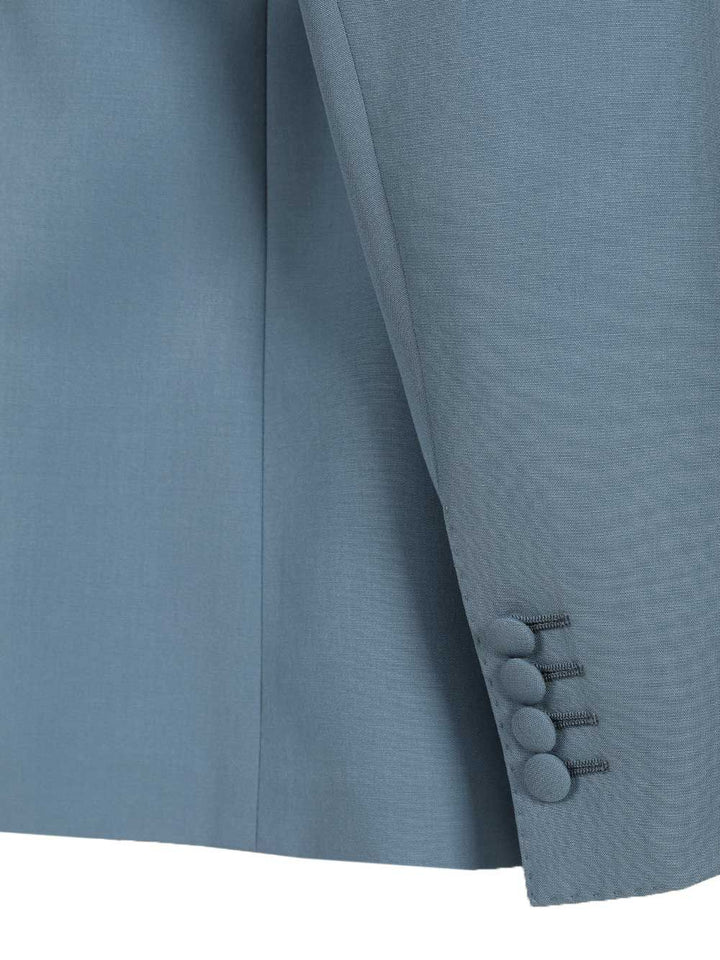 Dolce & Gabbana Double-Breasted Wool Poplin Jacket Giacche - Light blue | c0f3b76eecc657015da5baa364b620ddeda60d7b
